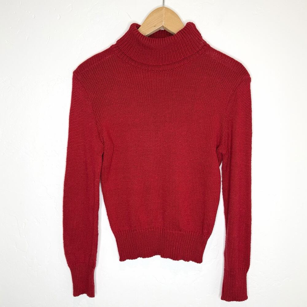 Ralph Lauren Collection Italy Turtleneck Sweater Womens Small Red Cotton